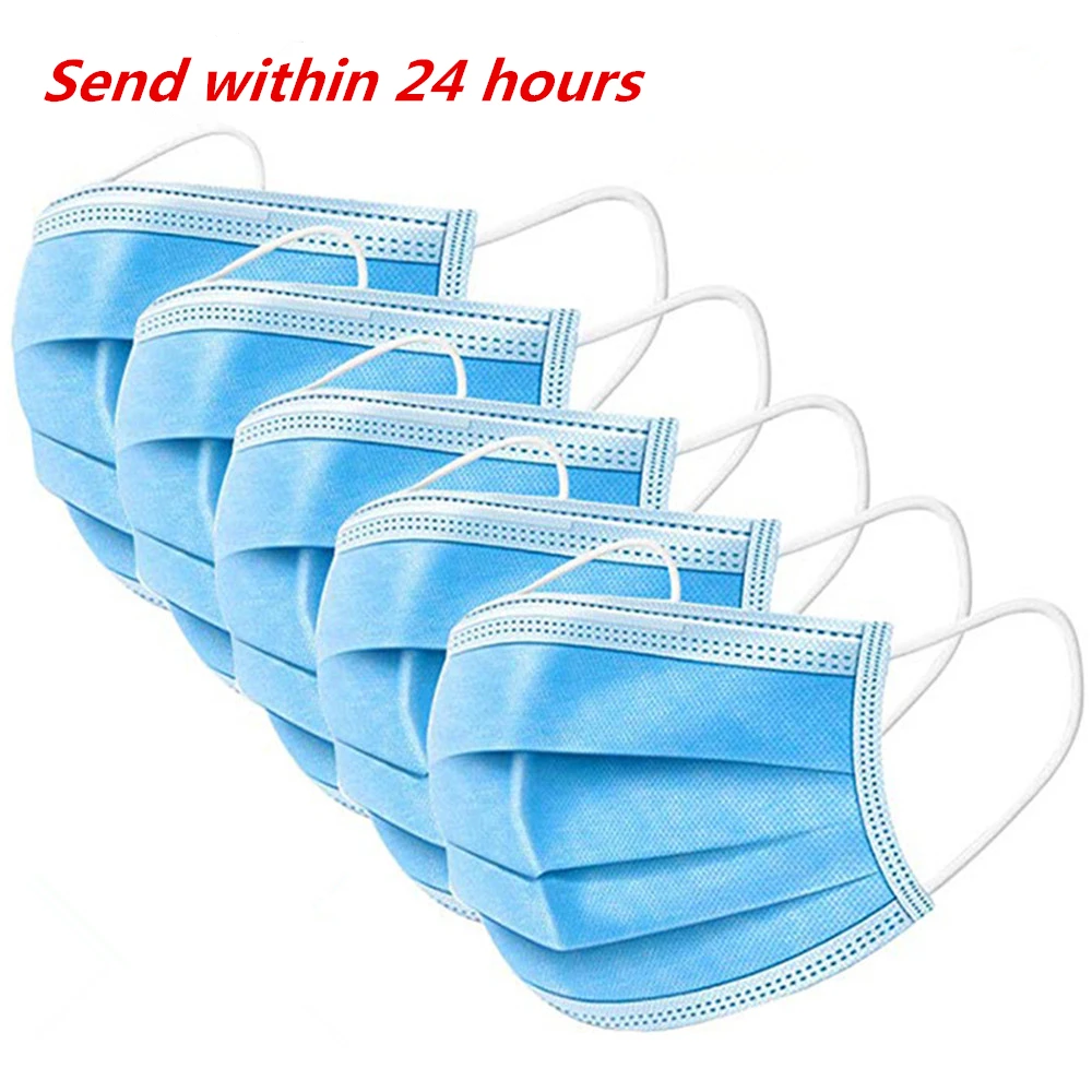 

200pcs ce Certification Disposable mask 3-Layer Non-woven Disposable Soft Breathable Flu Hygiene Face Mask Features as