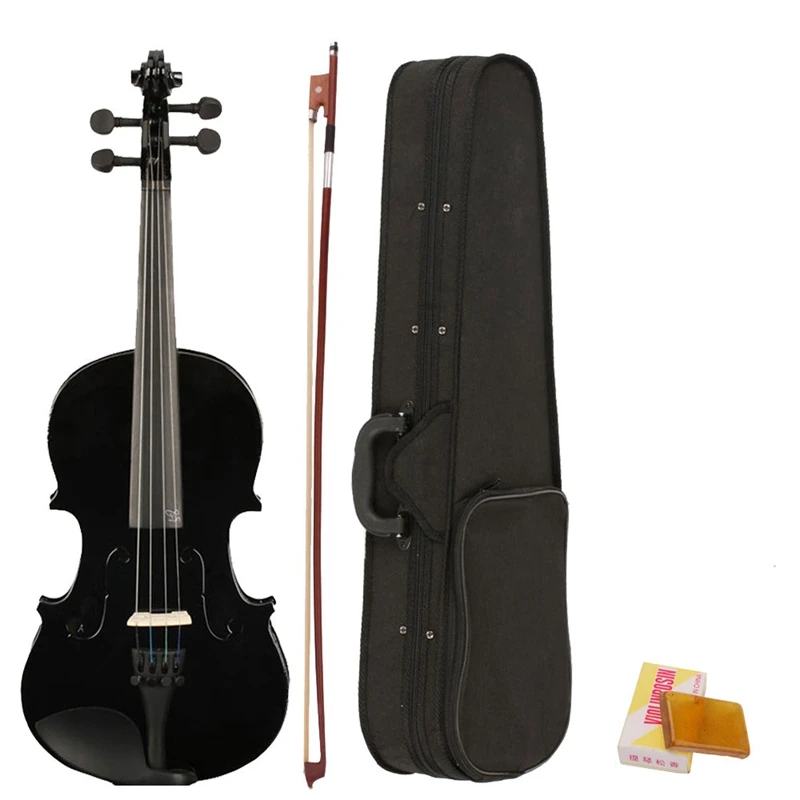 4/4 Full Size Acoustic Violin Fiddle Black with Case Bow Rosin made from composite wood plastic ebony and white horse tail