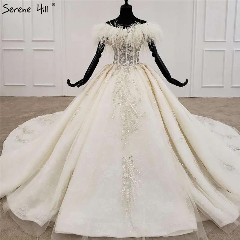 Свадебные платья цвета шампанского ручной работы с цветами и перьями 2021