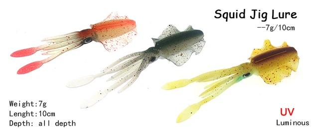 Leurre De Pêche Souple Lumineux OEM, Jupes De Poulpe, Poisson De Mer