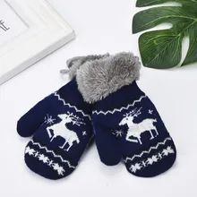 Рождественские теплые зимние перчатки с милым оленем для маленьких мальчиков и девочек от 0 до 4 лет, теплые зимние перчатки