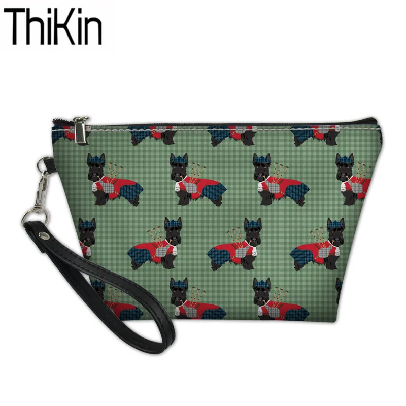 

THIKIN Scottish Terrier Dog Printing Wash Kit Bags Women Cosmetic Cases for Make Up Ladies PU Leather Makeup Box Females Bolsa