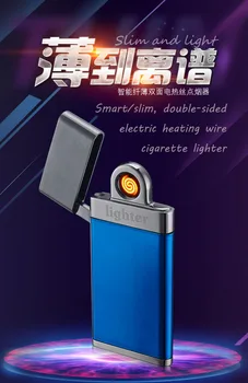 

The new thick tungsten wire double-sided cigarette lighter environmentally friendly USB charging lighter ultra-thin windproof me