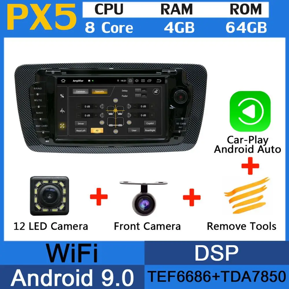 PX5-Carplay 5 USB Android 9,0 Восьмиядерный автомобильный dvd-плеер для сиденья Ibiza 2009 2010 2011 2012 2013 Автомобильный gps Радио Android Авто Carplay - Цвет: PX5-Carplay
