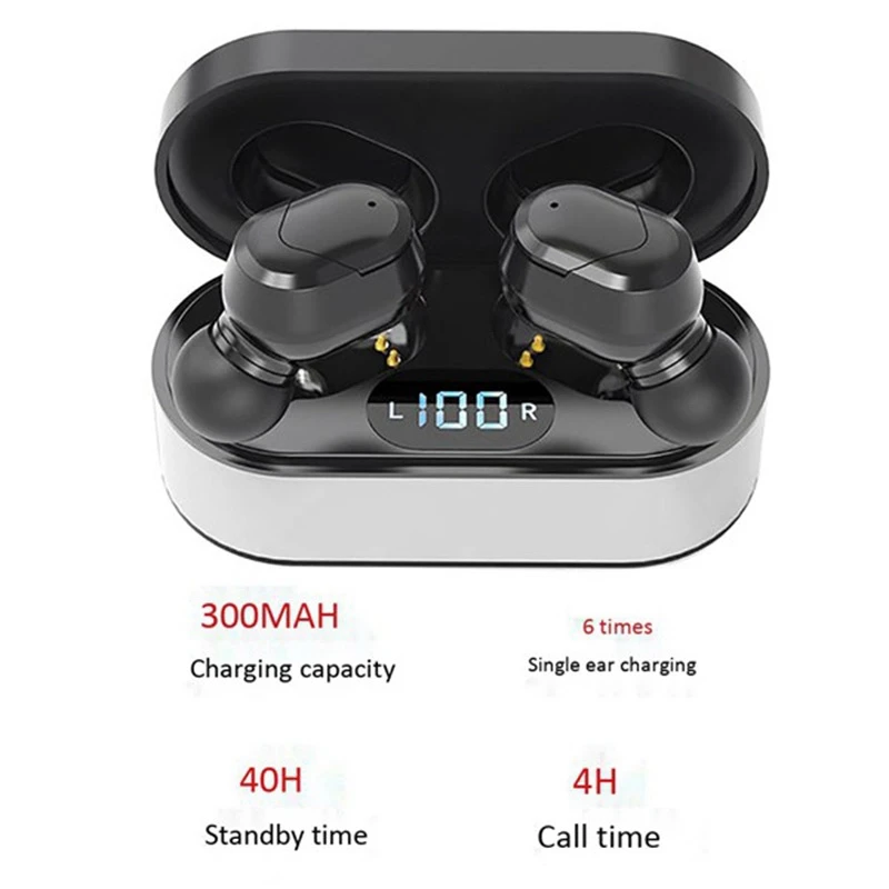 Bluetooth 5 0 Wireless Earphone LED Power Digital Display Stereo Automatic Pairing Waterproof Headset with Charging Case