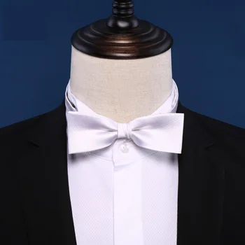 

2020 Brand New Fashion Men's Bow Ties Double Fabric White Silk Bowtie Banquet Wedding Bridegroom Butterfly Tie with Gift Box
