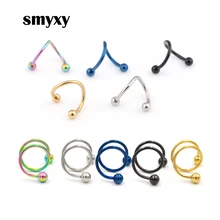 1 шт Панк медицинский стальной винт серьги-шарики ушной хрящ Хеликс губы Нос Кольца Пирсинг S спираль Твистер серьги-штанги ювелирные изделия