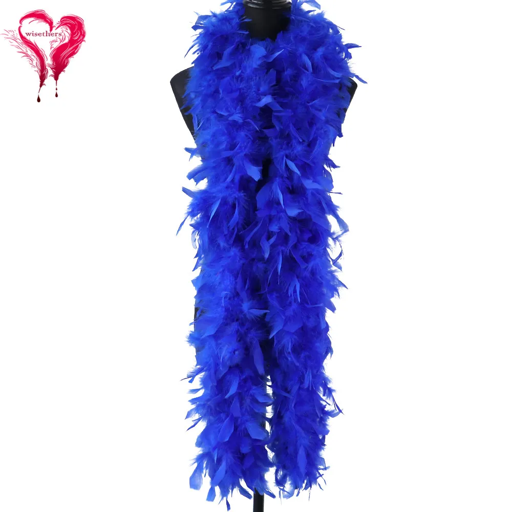 90 грамм черная индейка Перья Марабу Боа 2 метра шарф свадебное платье шаль декоративные перья Cr - Цвет: Королевский синий