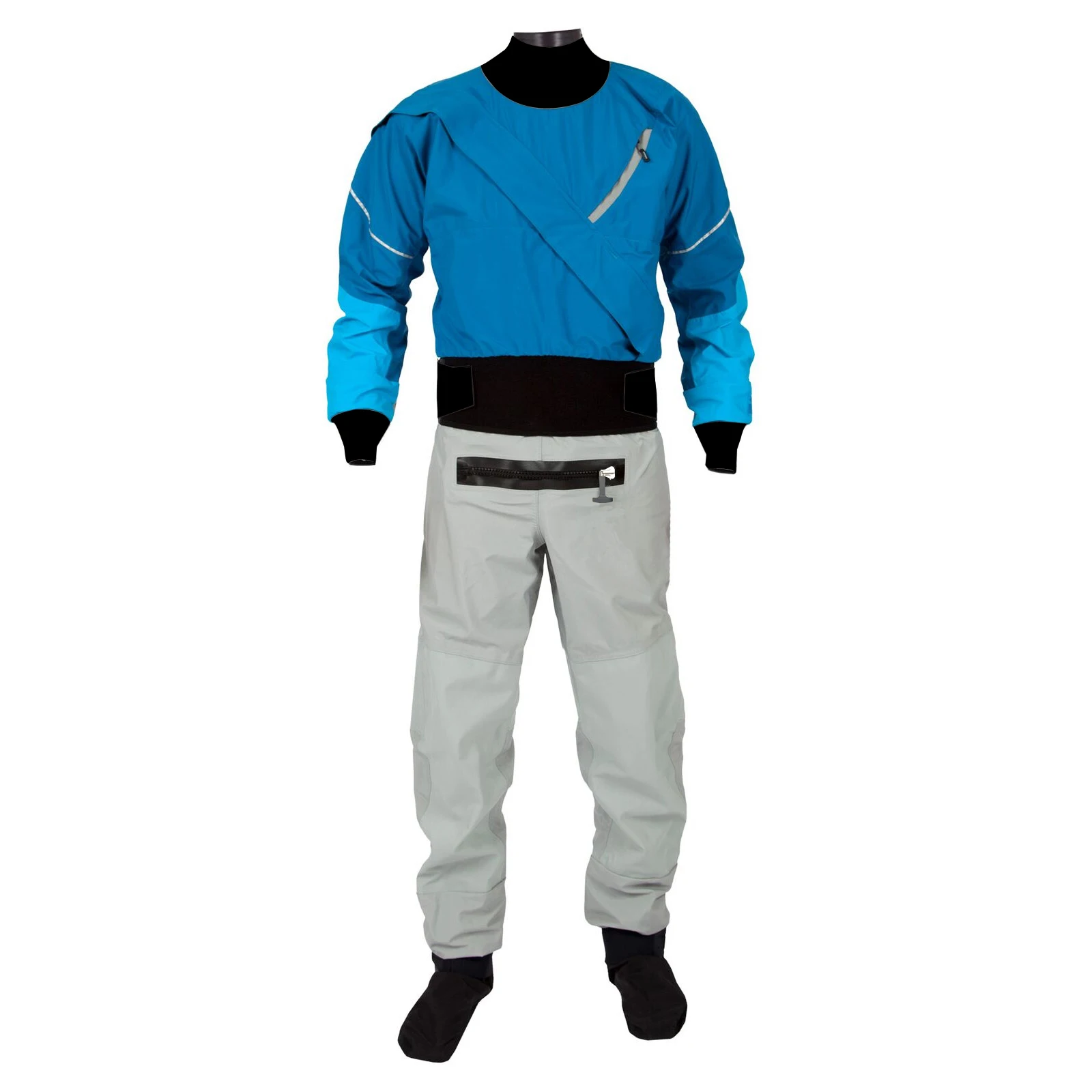 3-Layer Shell Fabric Blue Drysuit with Latex Neck and Wrist Gaskets Full Immersion Comfortable Dry Suit for Paddling Adventure | Спорт и