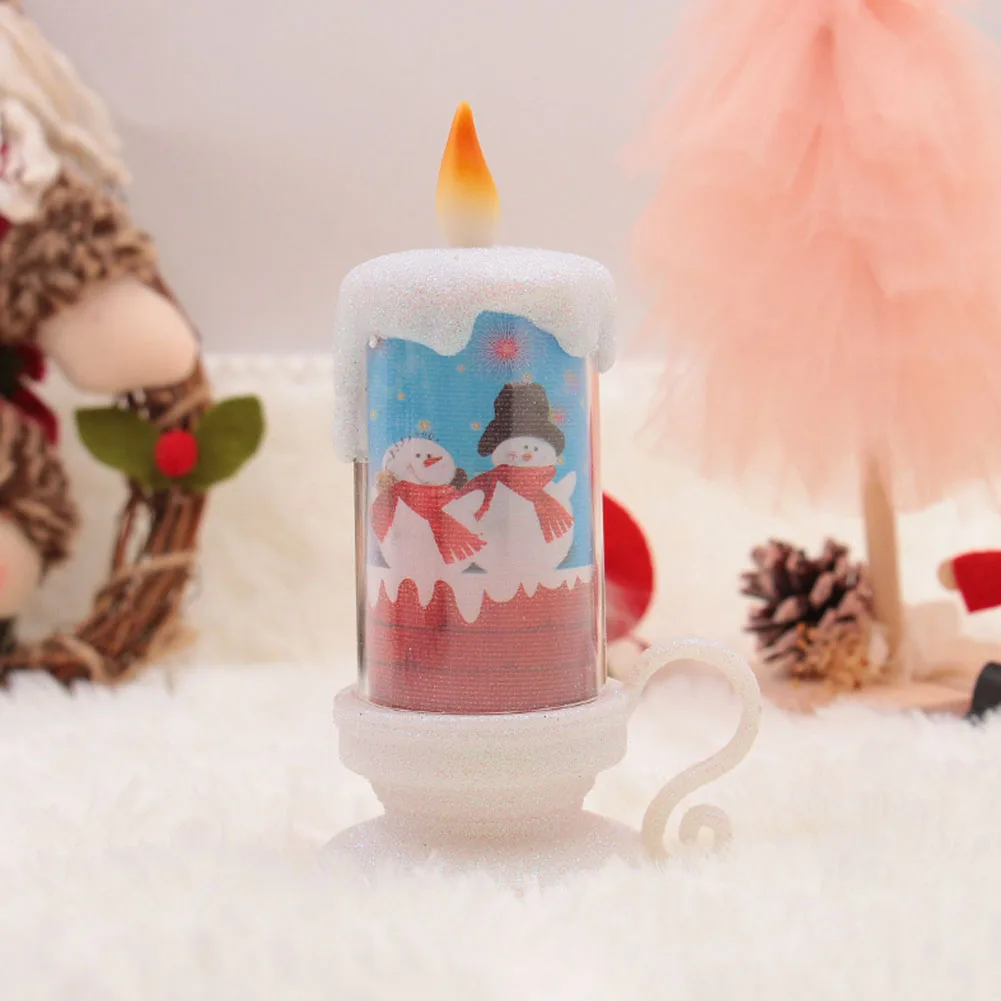 Electronic Craft Party Christmas Gift LED Candle Desktop Pillar Snowman New Year Santa Claus Home Decor Night Colorful
