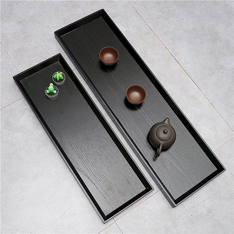 Wooden Tray Japanese Style Black Creativity Rectangle 66cm Coffee Tea Set Pallet Food Cake Plate Home Kitchen Storage Supplies | Дом и сад