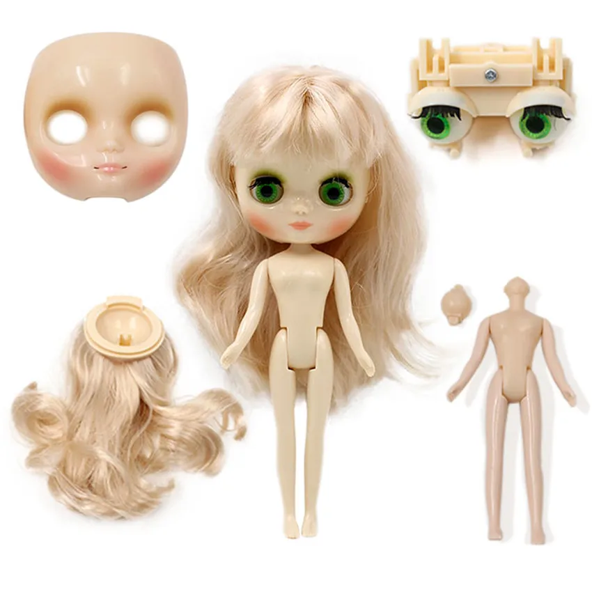 

Free Shipping Middle Blyth Doll Accessories Faceplate Body Eyes Scalp Dome Eyechips Wig Hair, 1/8 Dolls Toy Gift for Girls