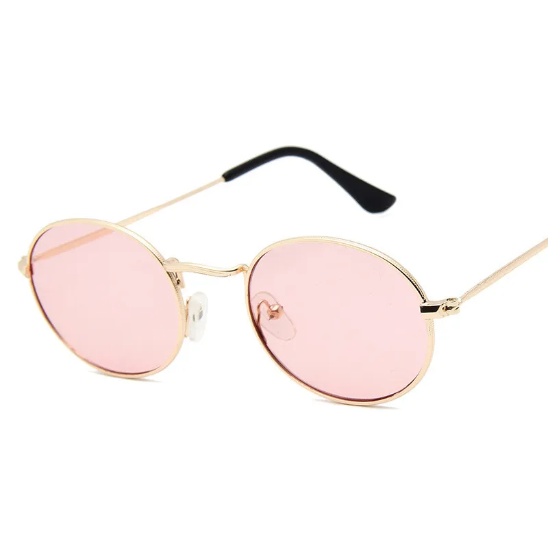 RBROVO, роскошные овальные солнцезащитные очки, женские, классические, сплав, очки, уличные, для покупок, зеркальные, Ретро стиль, Oculos De Sol Gafas UV400 - Цвет линз: GoldOceanPink