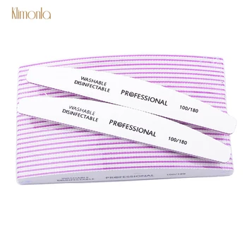 

50pcs Professional Nail Files For Manicure UV Gel Polisher File 100/180 Grit Washable Curved Buffer Block Manicure Tools Set