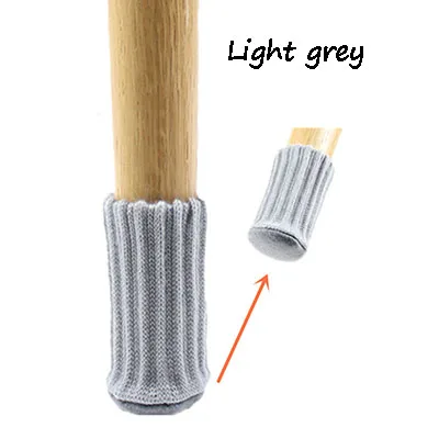 4pcs/Set Anti Slip Furniture Legs Mat For Chair Socks Bumper Damper Table Feet Rug Caps Felt Pads Knitting Protector Light grey
