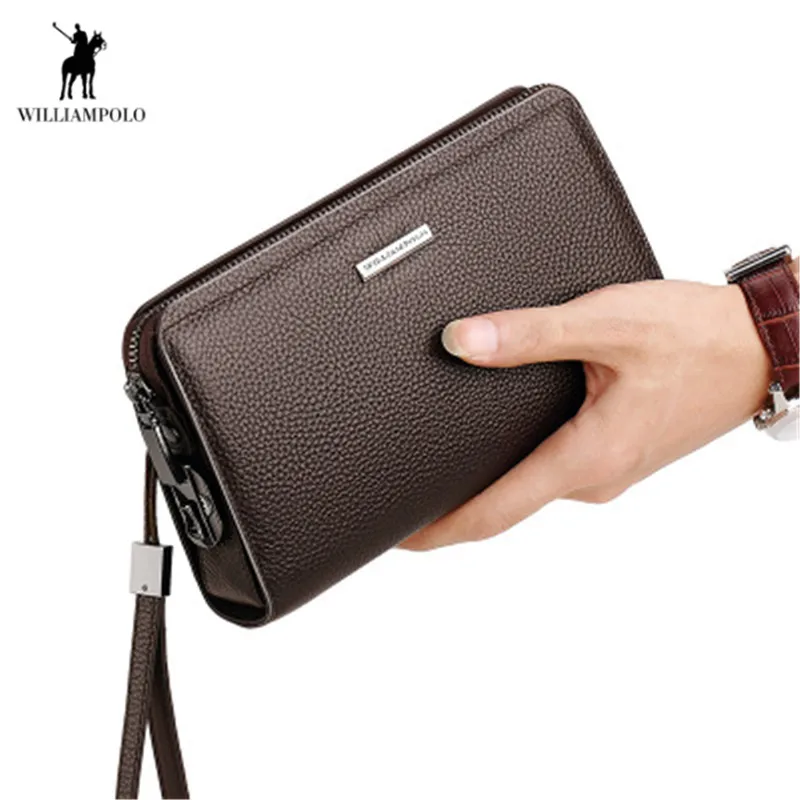 

WILLIAMPOLO Men Wallet Clutch bag Men's Genuine leather wallet With password lock Men's business clutch carteira masculina purse