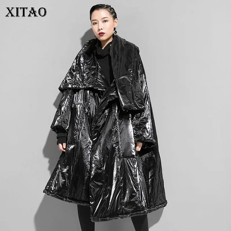 XITAO необычная длинная парка женская одежда 2019 ПУ размера плюс карман