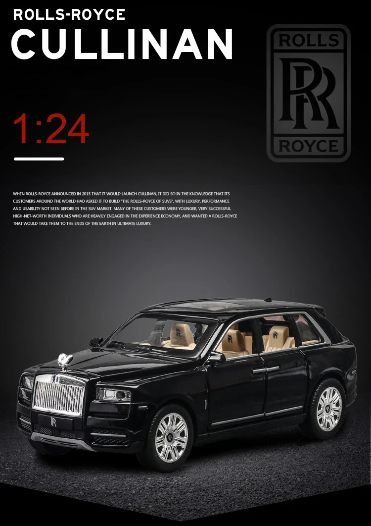 Горячая 1:24 масштаб автомобиля колеса для кроссовера Rolls-Royce cullinan металлическая модель с светильник и звук литья под давлением автомобиль вытяните назад игрушки коллекция