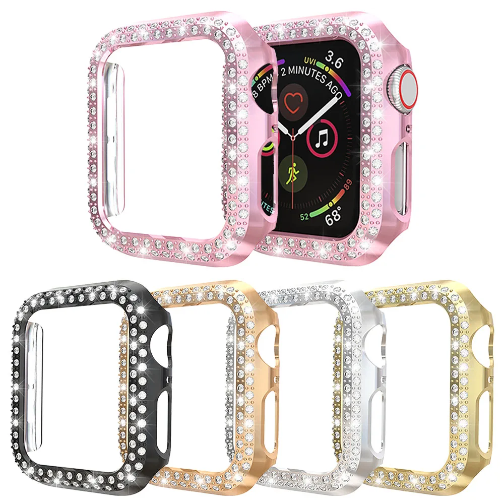 

Duoteng Diamond Protector Case For Apple Watch 5 44mm 40mm Double Diamonds PC Watch Case For iWatch Series 5 4 3 2 1 38mm 42mm
