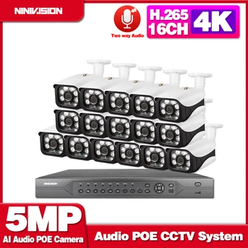 

AI 4K 8CH Smart 5MP H.265 System 16CH POE CCTV Security NVR Kit Two way Audio Outdoor Waterproof IP Camera Surveillance System