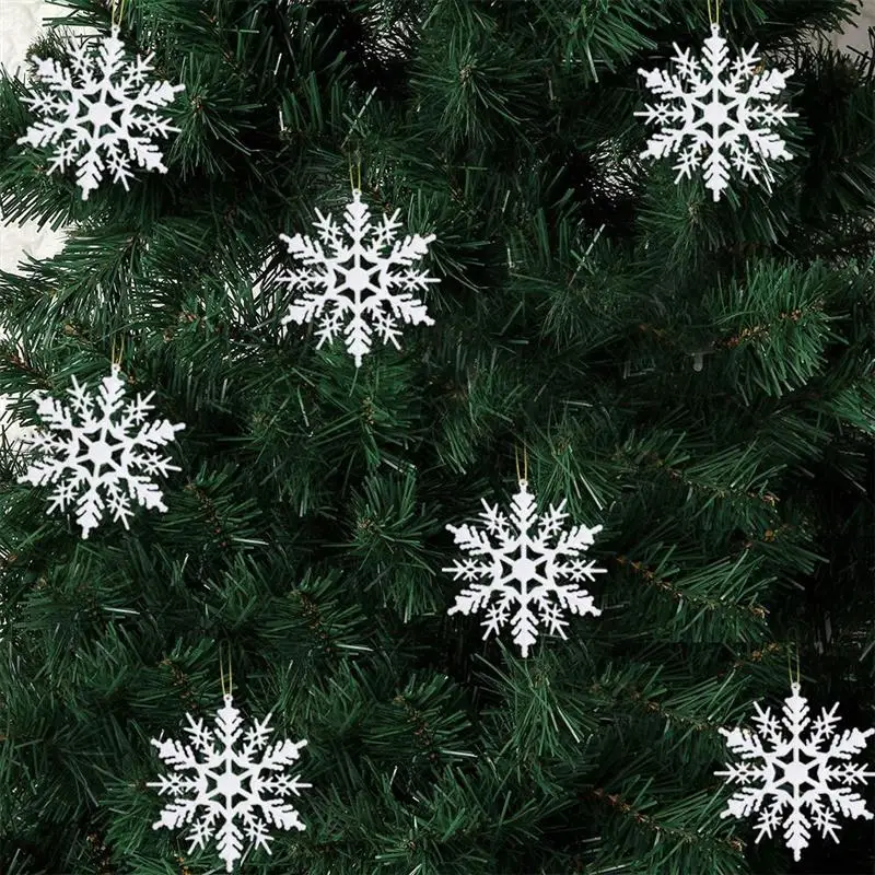 24PCS Christmas Snowflake Decoration Christmas Ornament Creative Glitter Snowflake Ornament For Xmas Tree Festival Supplies