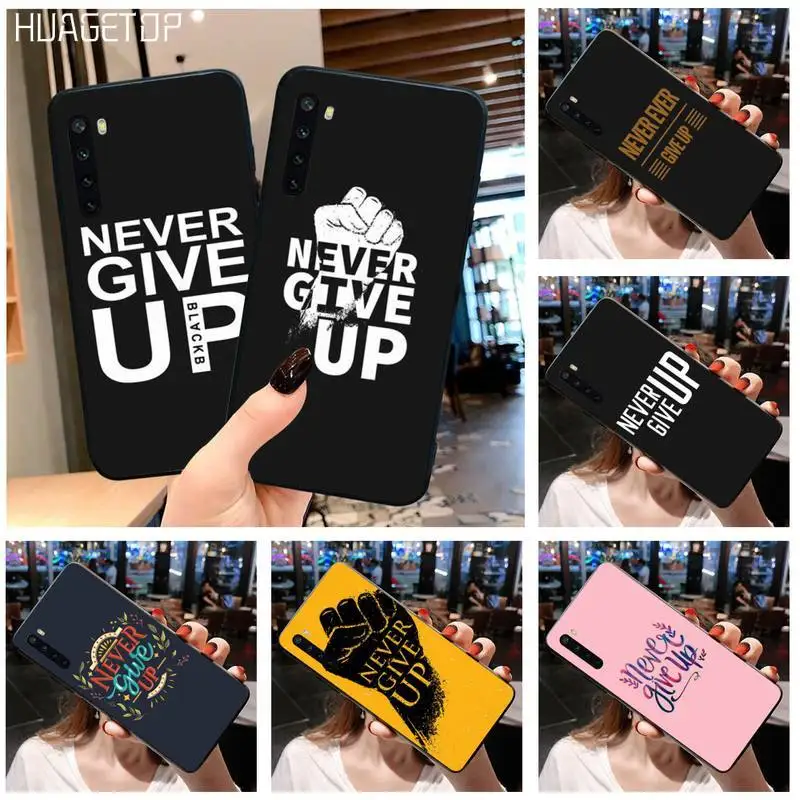 HUAGETOP Never give up черный мягкий чехол для телефона OPPO Realme 6 Pro 3 5 C2 RENO2 Z A11X|Бамперы| |