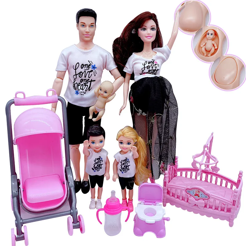 5-Person family couple combination=11.5 Barbies pregnant doll doll