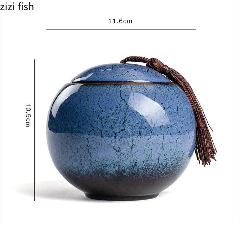 Creative Spherical Ceramic Tea Caddy Tea Set Household Large-capacity Sealed Storage Tank Moisture-proof Coffee Bean Caddy Decor tea tin box,tea canister