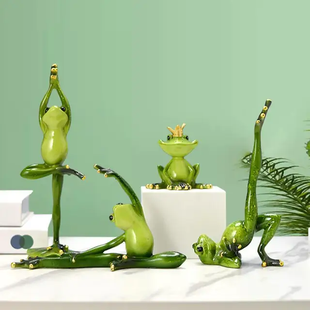 1Db/Set Aranyos Kerti Állati Gyanta Jóga Béka Figurák Északi Kézműves Dekorációk Otthoni Stúdió Dekoráció Díszek Modern