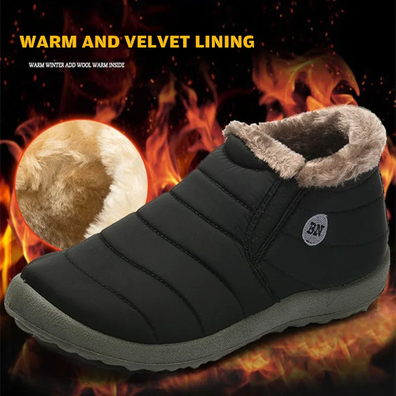 

2019 keep antiskid bottom waterproof snow boots women Warm plush inside winter boots solid color women shoes ladies plus size