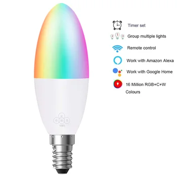 

Smart WiFi Bulb E14/E27/E26 RGB Bulb Support Alexa / Google Home Intelligent Voice Control Speaker 6W Led Decoration Lights