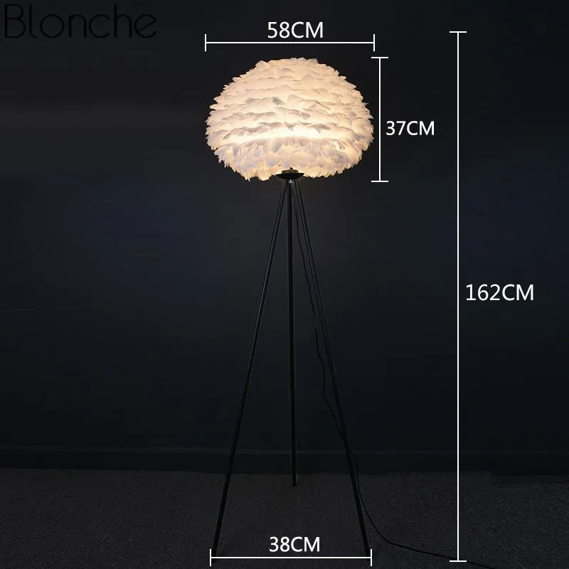 Nordic Feather floor lamp Led Standing Lamp for Dining room Bar studio floor lamp Nordic Decor E27 simpl floor lamp fixtures - Цвет абажура: F