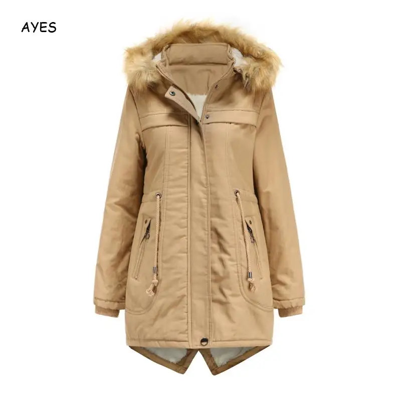 Women High Quality Keep Warm Overcoat Fur Hap Zipper Pockets Outers Autumn Winter Cotton Women Parkas Red Female Plus Size 3xl