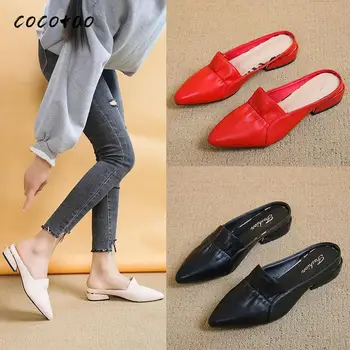 

Red Baotou Half Slippers Summer 2020 New Fashion Temperament Wild Low Heel Square Heel Soft Bottom Sandals And Slippers