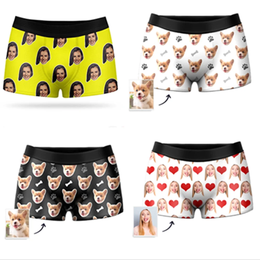 Custom Men/'s Funny Face on Zipper Underwear Pouch Breathable Boxer Briefs Shorts with Photo Personalized Gifts for him
