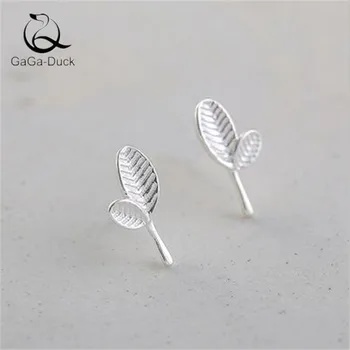 

New Simple Fashion Jewelry 925 Sterling Silver Not Allergic Exquisite Tree Leaf Female Gift Popular Stud Earrings E212