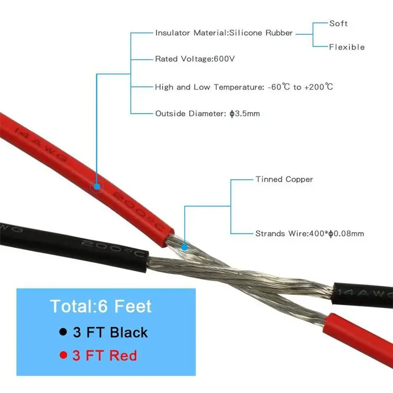 10 калибровочный силиконовый провод 10 футов-10 AWG силиконовый провод-гибкий силиконовый провод