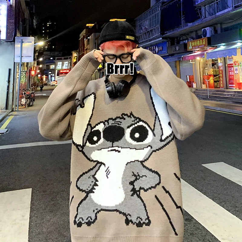 Sweater male Hong Kong style ins loose lazy knit sweater jacket autumn and winter tide brand new