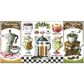 

Coffee steps patterns Counted Cross Stitch 11CT 14CT 18CT DIY Chinese Cross Stitch Kits Embroidery Needlework Sets home decor