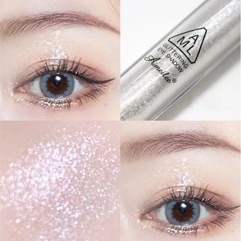 1pcs Pearlescent Shiny Eyeshadow Waterproof Long Lasting Diamond Glitter Liquid Eye Shadow Makeup Highlighter Pigment Cosmetics