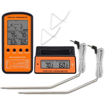 

Wireless Digital Backlight BBQ Thermometer For Cooking Meat Food Oven Kitchen Thermometer with 2 Probe Temperature Alarm