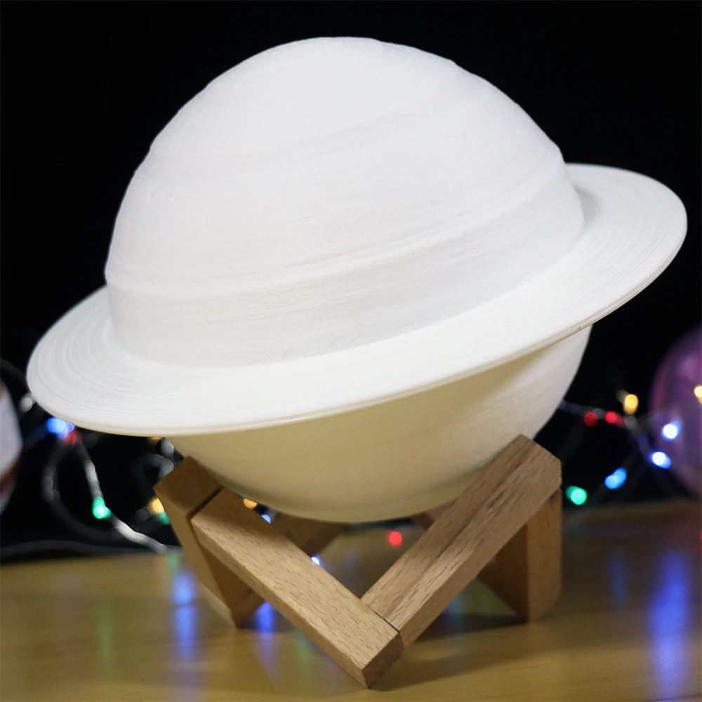 Лампа Сатурна с держателем 3D печать usb зарядка как луна лампа с регулируемой яркостью пульт дистанционного управления Ночной светильник на день рождения Рождественский подарок