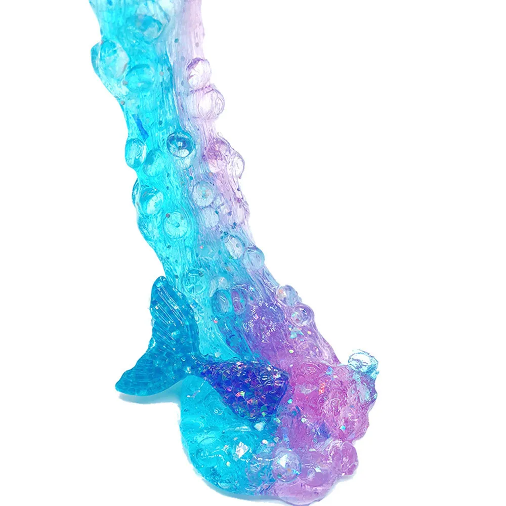 Fish tail tid Mud Mixing Cloud Slime Scented Stress Kids Clay Toys Soft Slime Clear Crystal Plasticine Mud #B