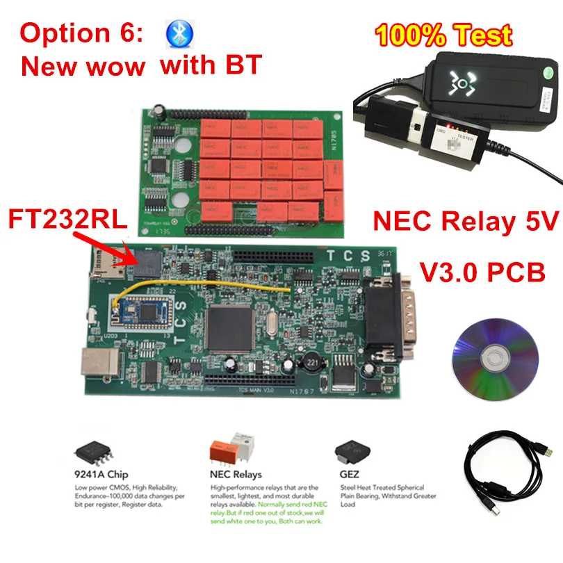 TCS,1+ keygen Multidiag Pro Bluetooth v3.0 pcb OBDIICAT-CDP 5V Красный NEC Реле мульти диагональ Pro OBD2 диагностический сканер - Цвет: WOW CDP BT