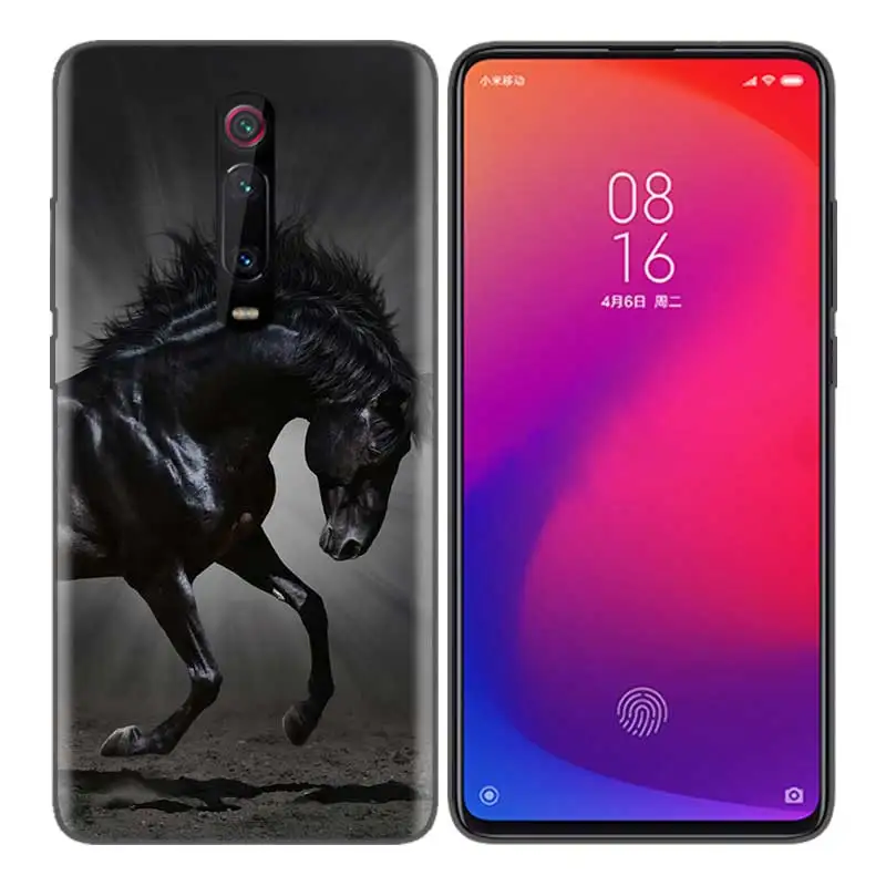 Черная мягкая силиконовая сумка чехол для Xiaomi mi 9T CC9 Red mi 4 4X5 6 6A 7 7A Note Plus K20 Pro F1 Tampa Fall Акварельная лошадь
