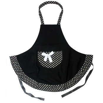 

Hanerdun Womens Apron Ladies Cute Apron Fancy Maid Set Apron, Black Bowknot Apron With pocket