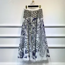 Новая тяжелая вышивка поставила особый белый марлевые юбки высокой юбка с высокой талией под грудь