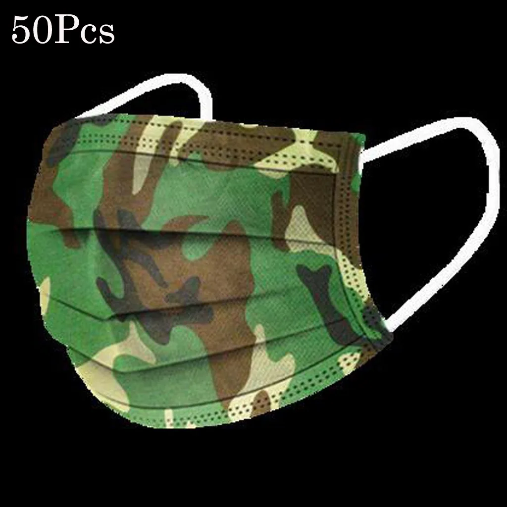 50pc Camouflage Respirator Scarf Mascarilla Mask For Face Маски Mascherine Disposable Industrial 3ply Ear Loop Masque | Безопасность
