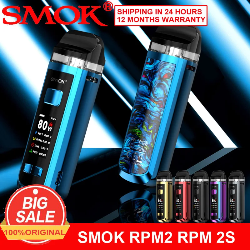 SMOK оригинальный RPM 2 2S vape комплект с 7ml pod картридж и сетка MTL катушки 2000mah батарея 80W