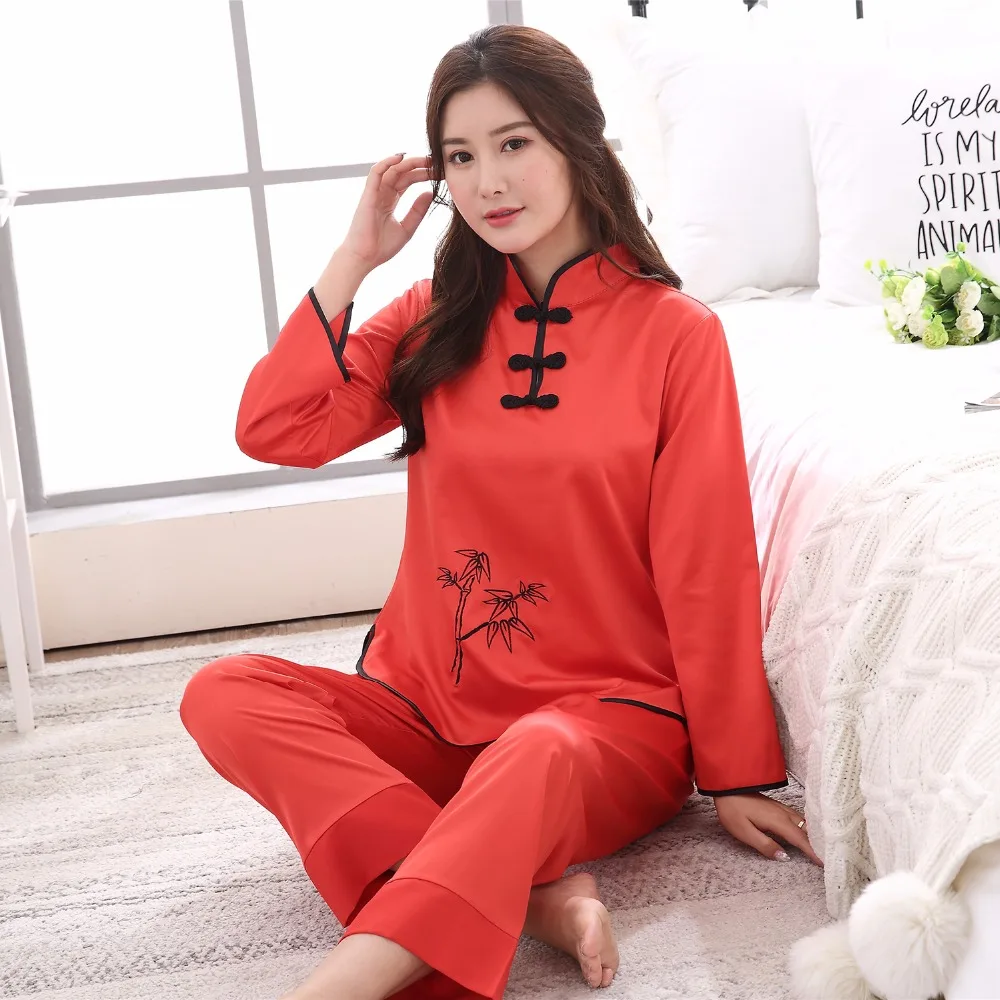 motor Laat je zien Wizard Red Ladies Satin Loose Pajamas Set Nightwear Chinese Traditional Button  Pyjamas Suit 2PCS Shirt&Pant Spring New Sleepwear M-XXL - AliExpress